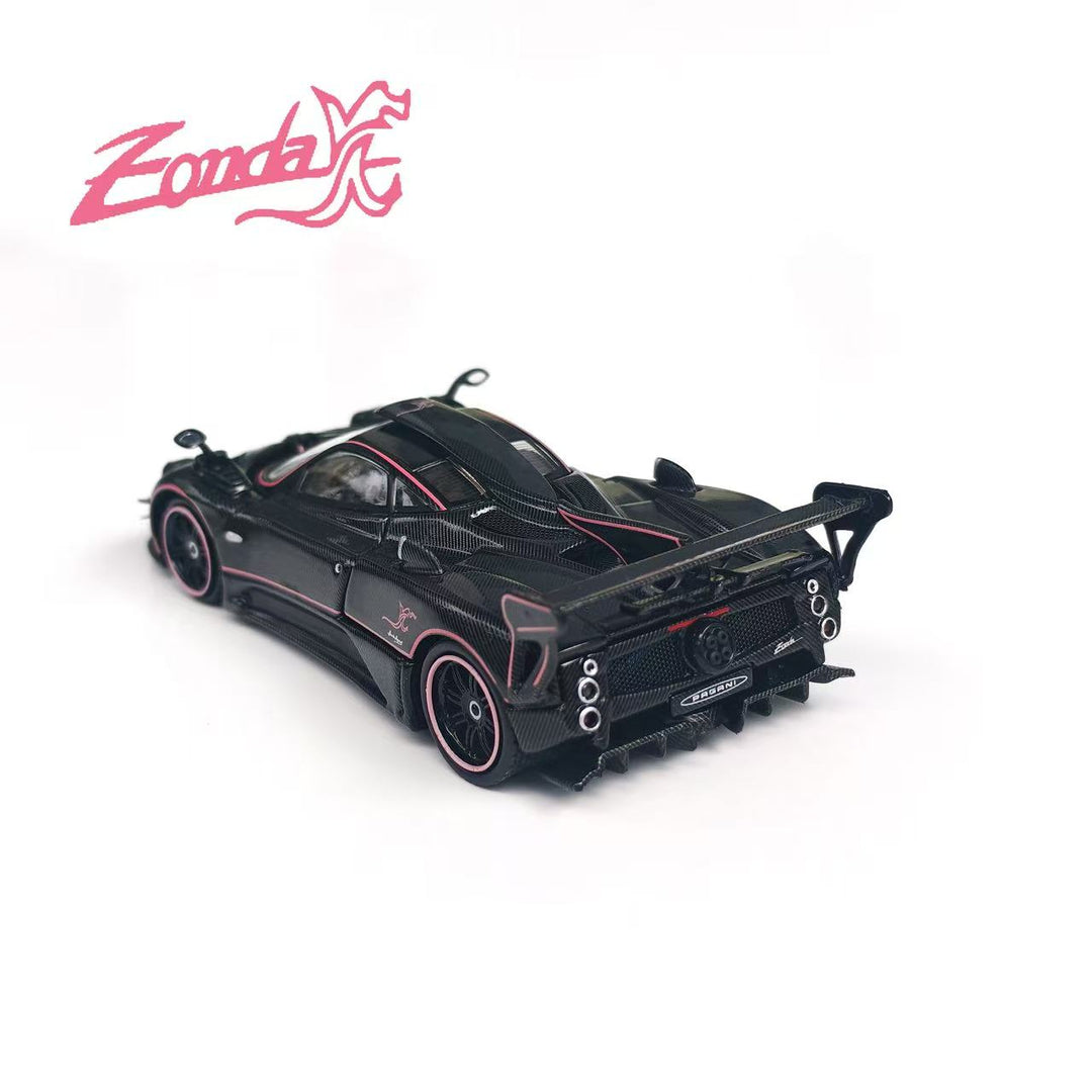 [Preorder] Rhino Model 1:64 Pagani One-off Series. Zonda JC (Full Black Carbon Fiber With Pink Stripes)