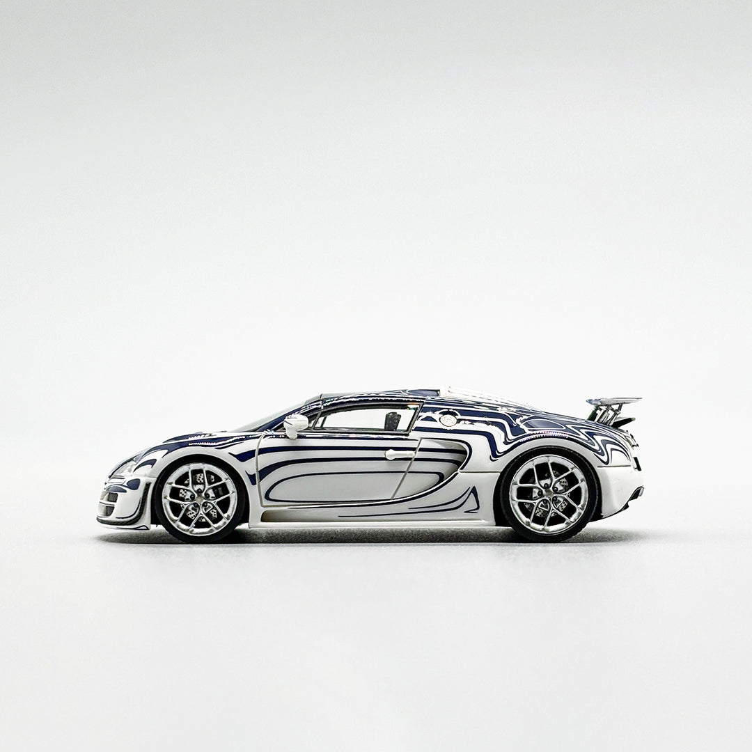 [Preorder] LJM Model 1:64 Bugatti Veyron Dark Blue and White Ceramic Dragon