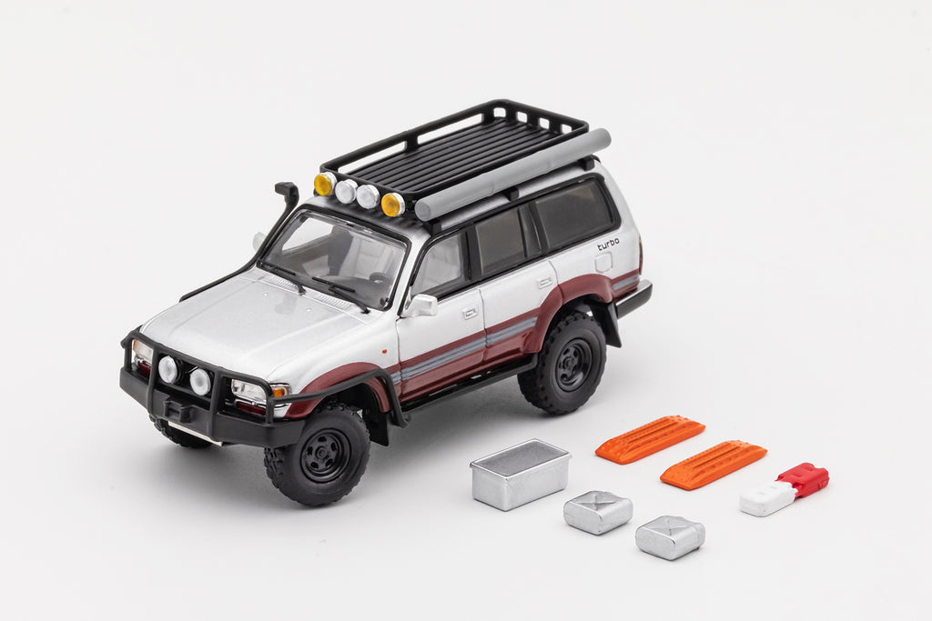 GCD 1:64 Toyota Land Cruiser 80 - LHD Silver/Red – Horizon Diecast