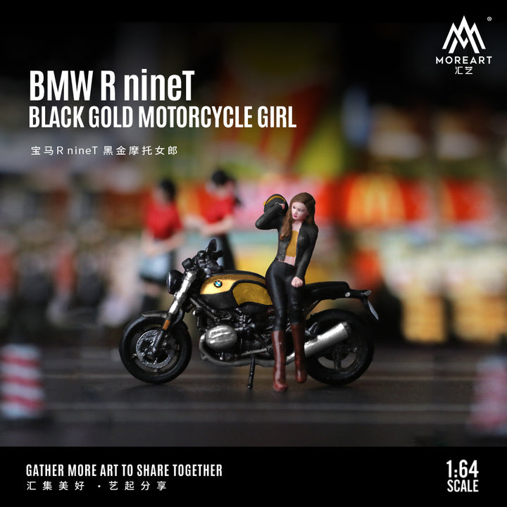 [Preorder] MoreArt 1:64 DETECTIVE POLICE DOLL BMW R nineT Black Gold MOTORCYCLE GIRL Set SET