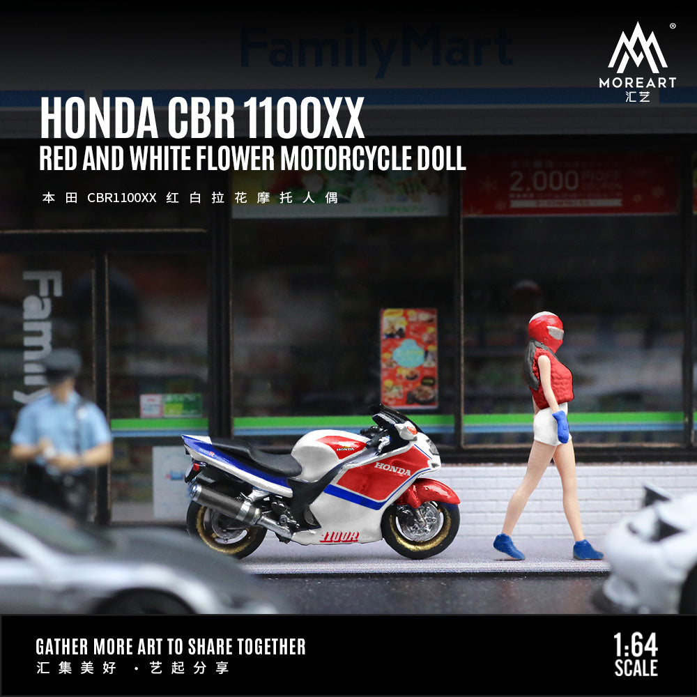 [Preorder] MoreArt 1:64 HONDA CBR 1100XX RED AND WHITE FLOWER MOTORCYCLE DOLL