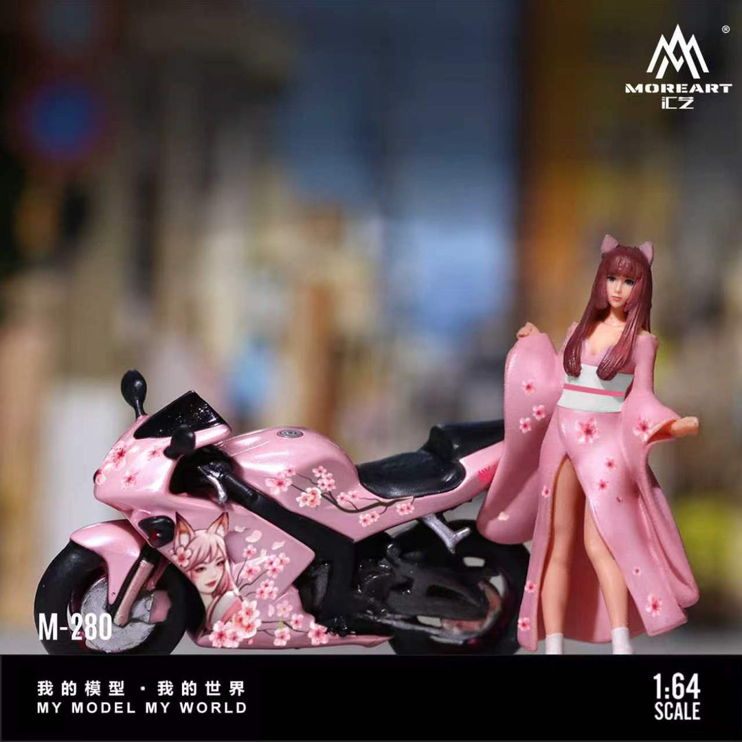 [Preorder] MoreArt 1:64 CHERRY BLOSSOM LIVERY MOTORCYCLE RIDER FIGURE SET MO222280