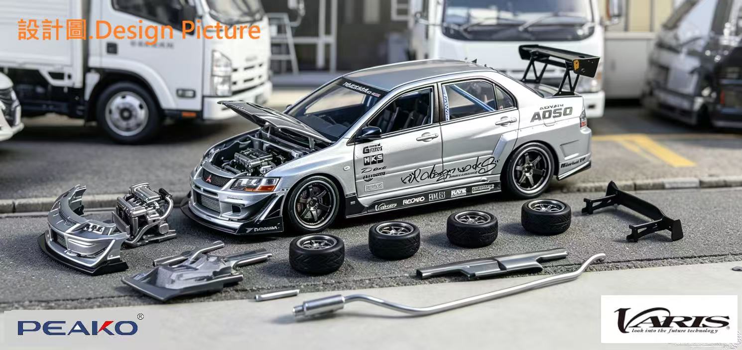 Preorder] Peako x PP model 1:64 Varis Lancer Evolution IX Silver