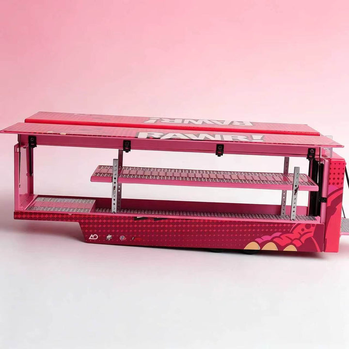 [Preorder] Kengfai &amp; MAXWELL 1:64 Scania S730 v8 Double Deck Enclosed Flying Wing Transporter - Pink Dinosaur