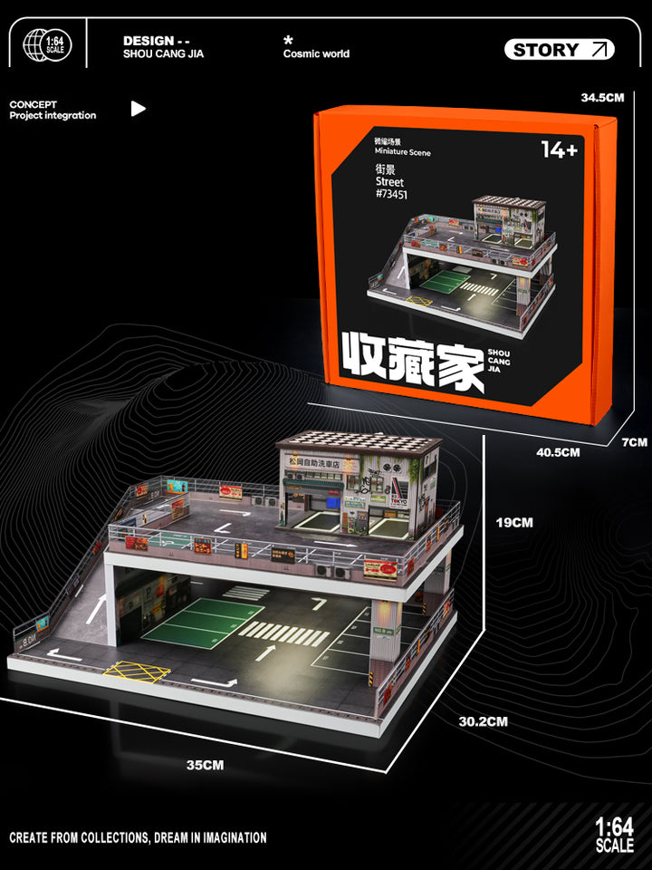 [Preorder] SHOU CANG JIA 1:64 Double-Storey Ramp-Access Parking Lot SCENE Model (2 Versions) SCJ-73451A/SCJ-73451B