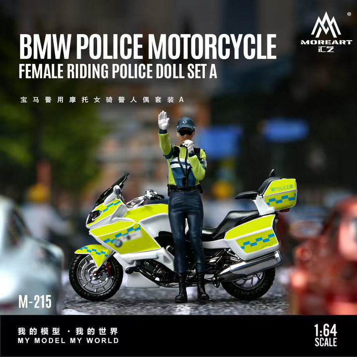 [Preorder] MoreArt 1:64 BMW POLICE MOTORCYCLE FEMALE RIDING POLCE DOLL SET A MO222215