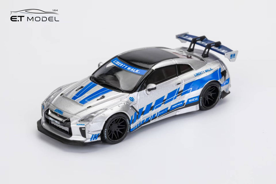 [Preorder] ET Model x Model Collect 1:64 Nissan GT-R R35 LB Widebody Modified 1.5 Version FNF Silver Blue
