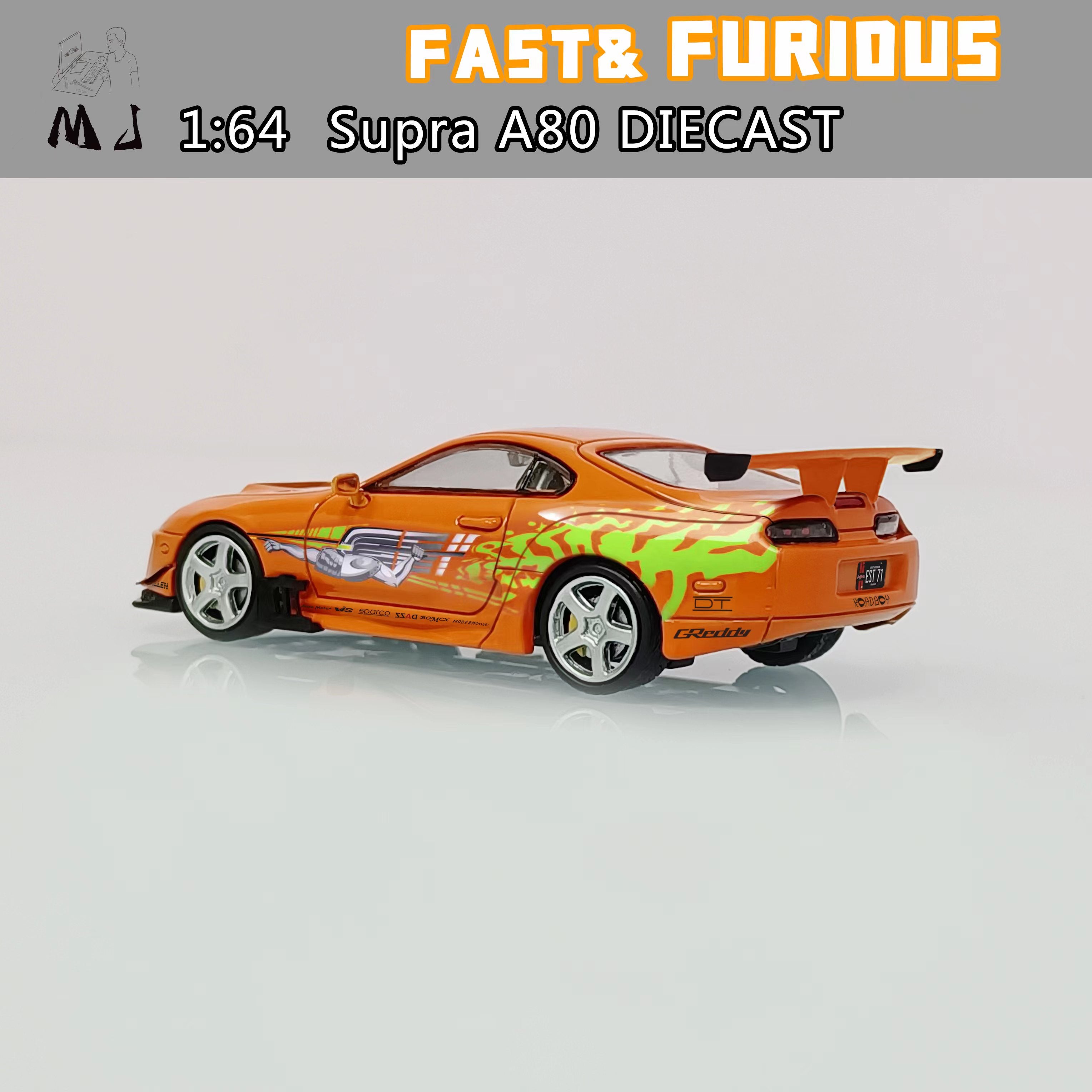 MJ Model 1:64 Toyota Supra (A80) - Fast & Furious in Orange