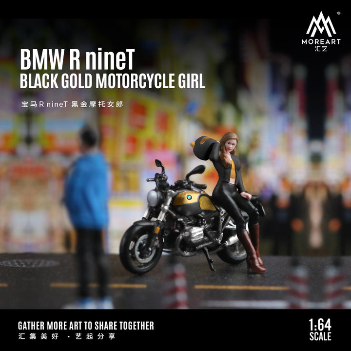 [Preorder] MoreArt 1:64 DETECTIVE POLICE DOLL BMW R nineT Black Gold MOTORCYCLE GIRL Set SET