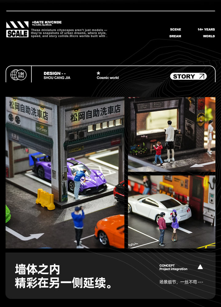 [Preorder] SHOU CANG JIA 1:64 Double-Storey Ramp-Access Parking Lot SCENE Model (2 Versions) SCJ-73451A/SCJ-73451B