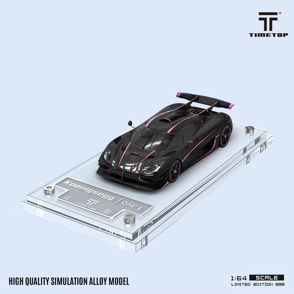 TimeTop 1/64 ケーニグセグ One:1   Pink Strips 1/64 Koenigsegg ONE:1 Carbon Fiber Color with Pink Stripes