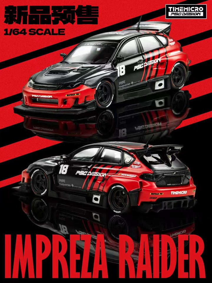 [Preorder] TimeMicro × PSC DESIGN 1:64 Subaru Impreza "Raider" Red &amp; Black TM648306