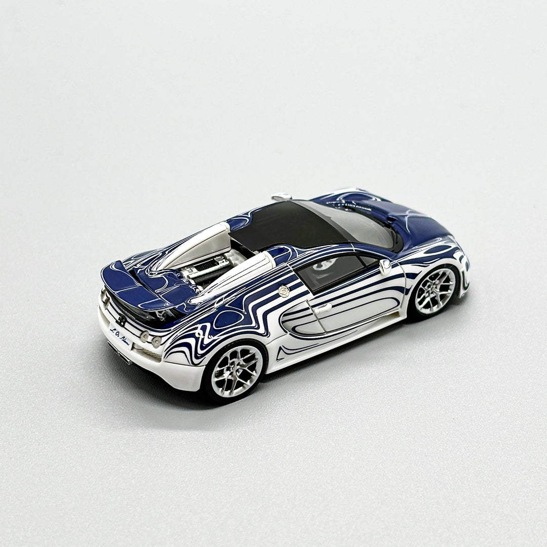 [Preorder] LJM Model 1:64 Bugatti Veyron Dark Blue and White Ceramic Dragon