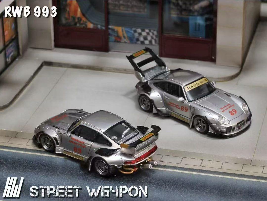 [Preorder] Street Weapon 1:64 Porsche RWB 993 heavenly Double Exhaust Track Livery (2 Versions)