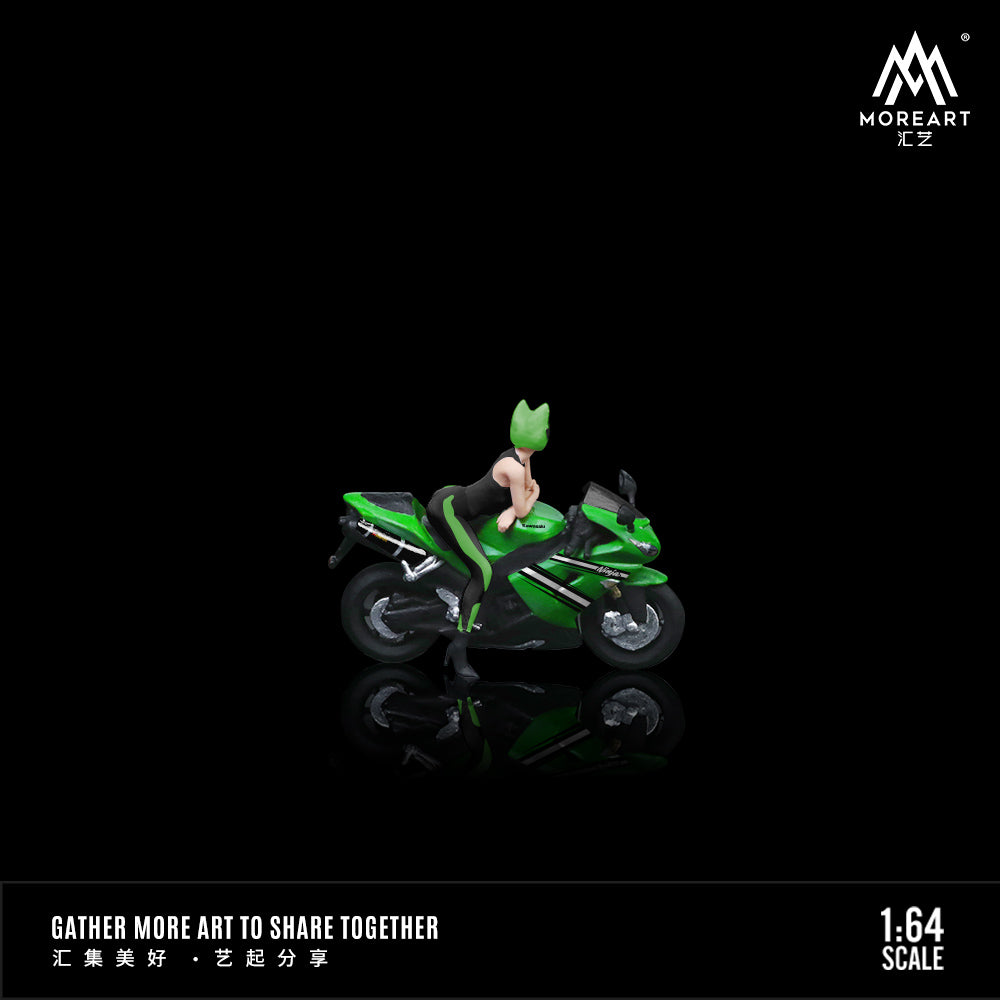 MoreArt 1:64 KAWASAKI ZX-10R Green Girl Motorcycle Doll MO222098