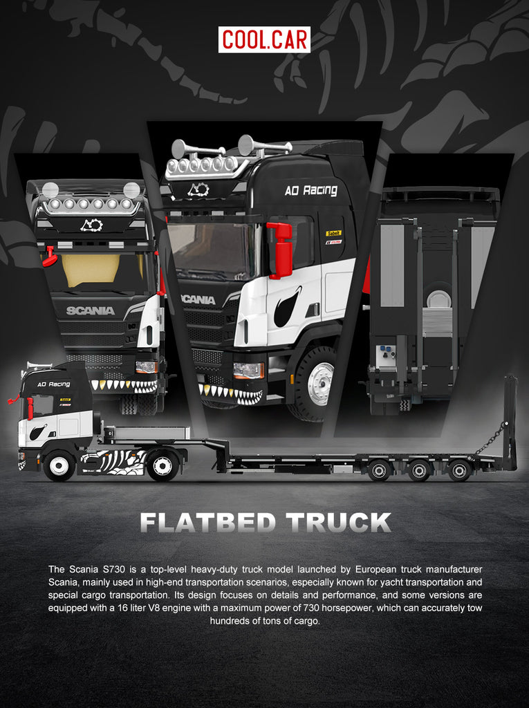 Preorder] Cool Car 1:64 Scania flatbed trailer Skeleton Rexy