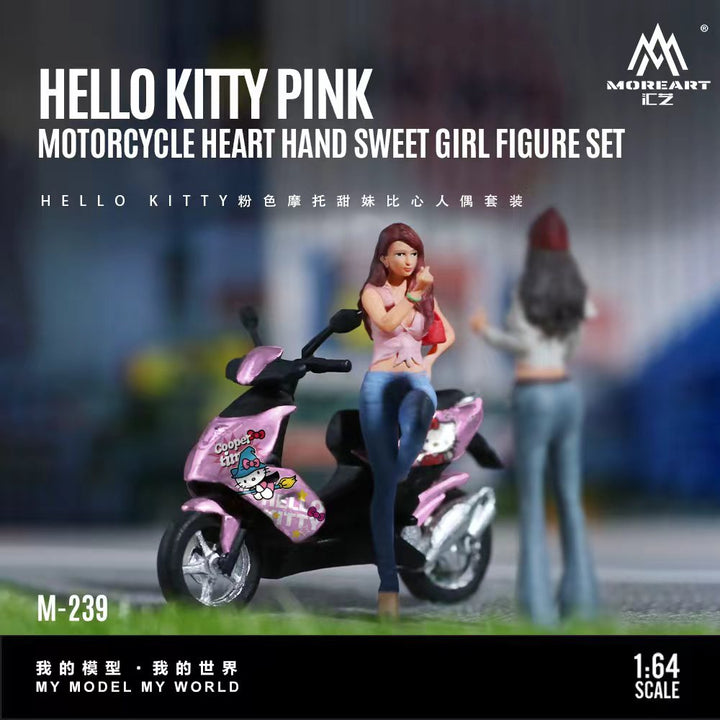 [Preorder] MoreArt 1:64 HELLO KITTY PINK MOTOR CYCLE HEART HAND SWEET GIRL FIGURE SET MO222239