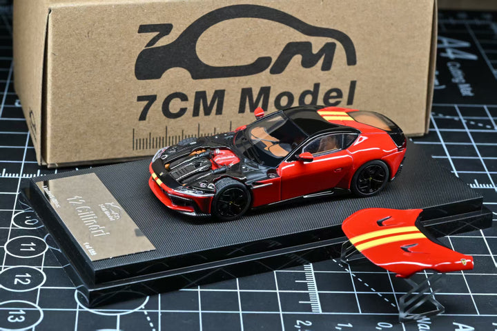 [Preorder] 7CM Model 1:64 Prancing Horse 12 Cilindri Rosso Corsa Giallo Modena Racing Livery Stripe