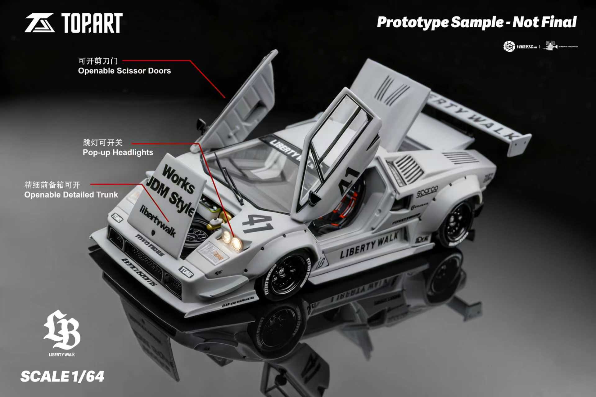 Preorder] TOPART 1:64 LBWK Lamborghini Countach TAO640007