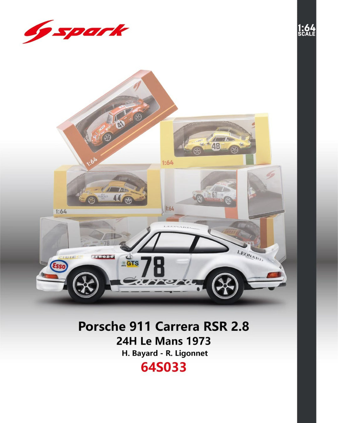 [Preorder] Spark 1:64 Porsche 911 Carrera RSR (7 Colours) 64S020/64S030/64S031/64S032/64S033/64S034/64S054
