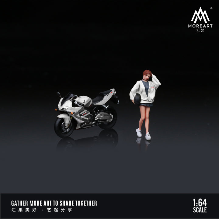 [Preorder] MoreArt 1:64 HONDA CBR 6OORR BLACK AND WHITE STRIPED MOTORCYCLE DOLL