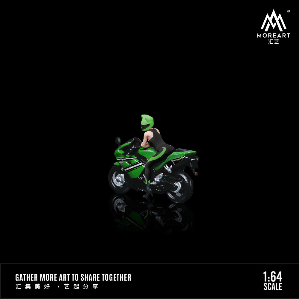 MoreArt 1:64 KAWASAKI ZX-10R Green Girl Motorcycle Doll MO222098