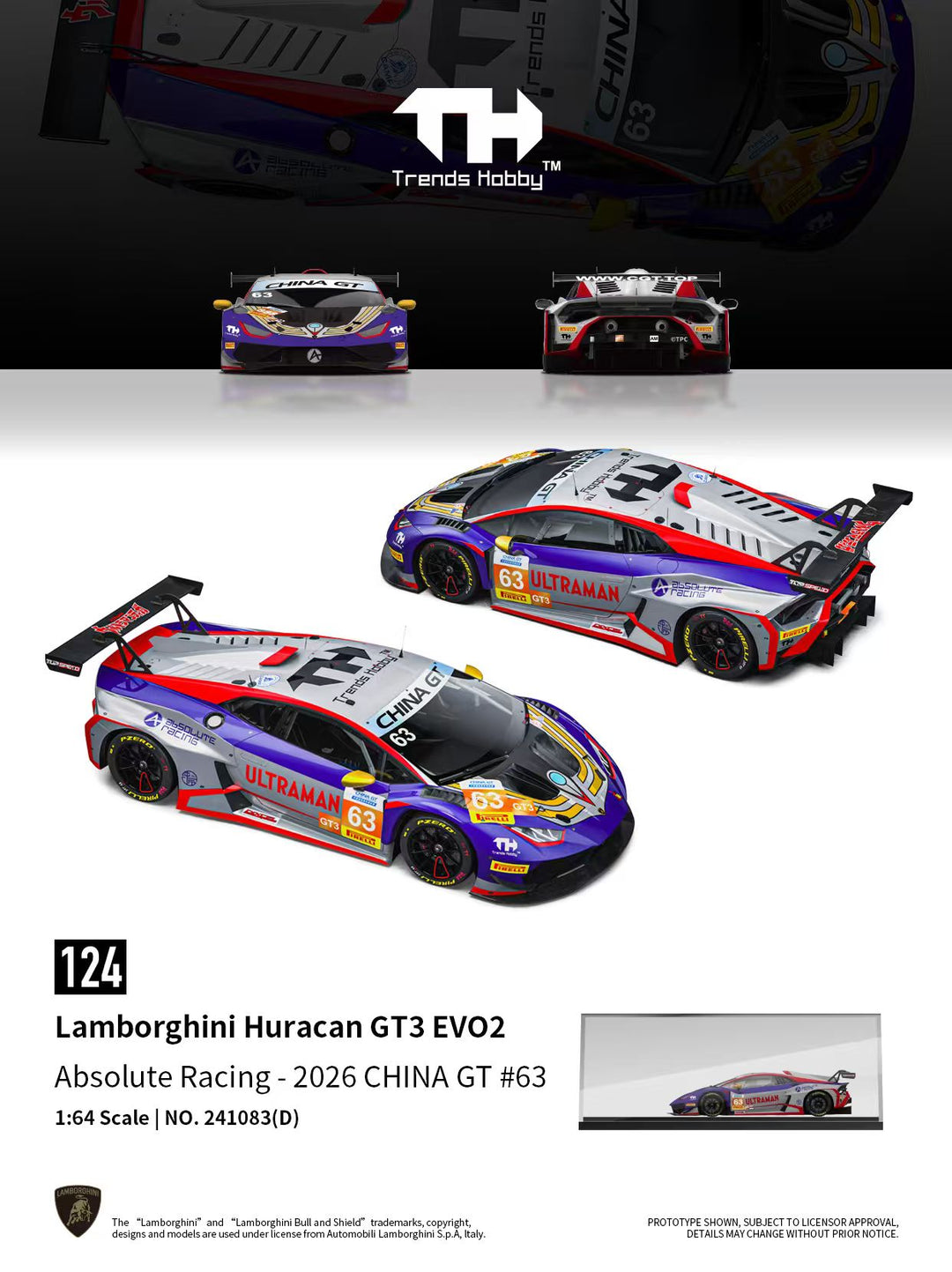 [Preorder] Trends Hobby 1:64 Lamborghini Huracan GT3 EVO2 2026 China GT 63