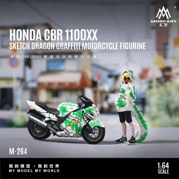 [Preorder] MoreArt 1:64 HONDA CBR 110OXX SKETCH DRAGON GRAFFITI MOTORCYCLE FIGURINE MO222264