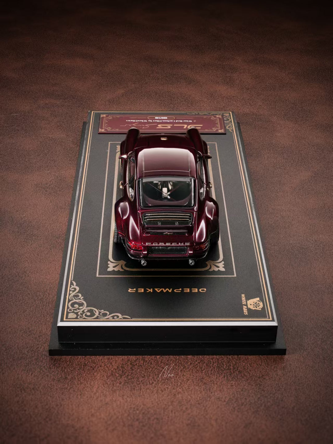 [Preorder] DeepMaker x Wheel Haus 1:64 Porsche Singer DLS Wine Red Carbon Fiber