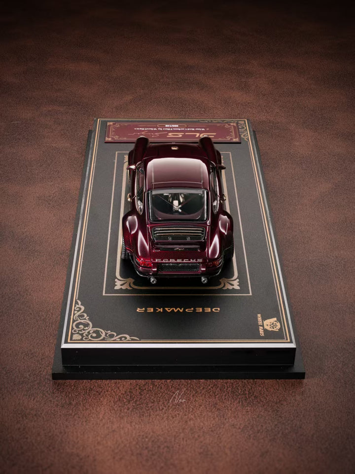 [Preorder] DeepMaker x Wheel Haus 1:64 Porsche Singer DLS Wine Red Carbon Fiber