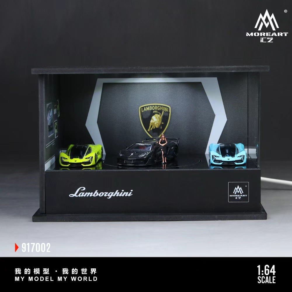 [Preorder] MoreArt 1:64 Lamborghini and Porsche Turntable Showroom (2 Versions) MO917001/MO917002