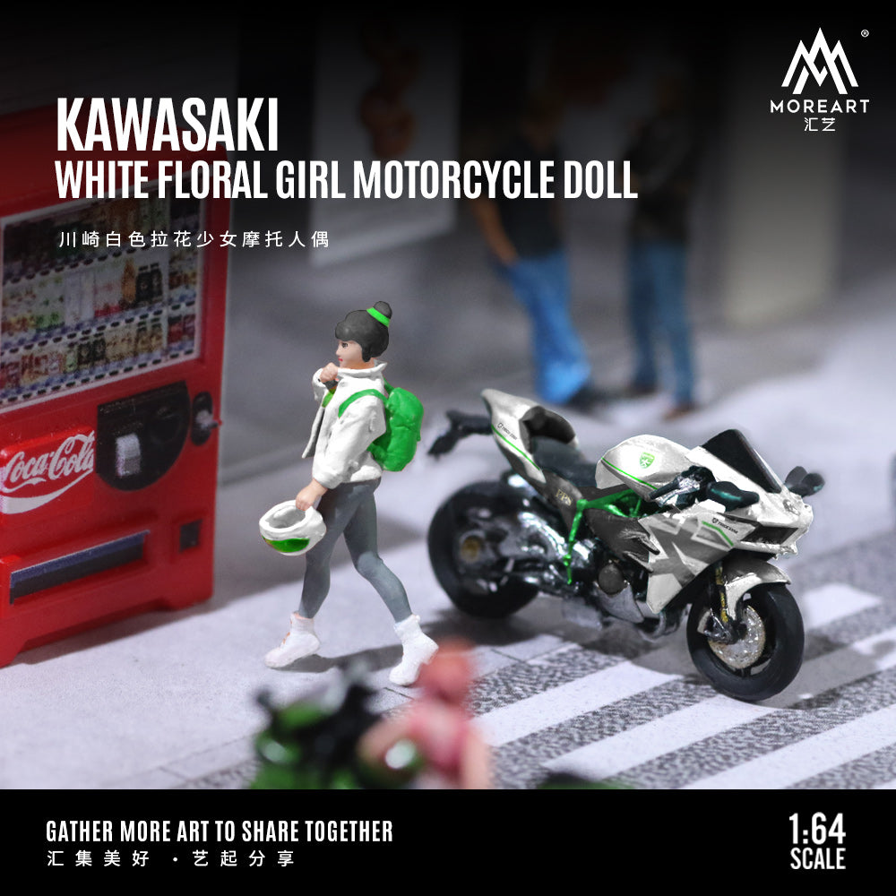 [Preorder] MoreArt 1:64 KAWASAKI WHITE FLORAL GIRL MOTORCYCLE DOLL