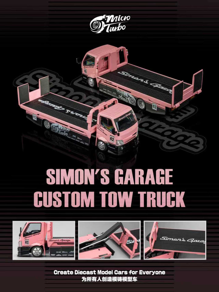 [Preorder] Microturbo 1:64  SIMON'S GARAGE CUSTOM TOW TRUCK  Metallic Pink MT6405A13