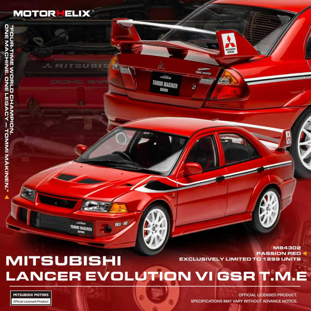 [Preorder] MOTORHELIX 1:18 Mitsubishi Lancer Evolution VI GSR T.M.E Passion Red M84302