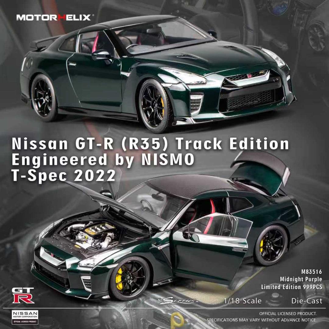 Motorhelix 1:18 Nissan GT-R (R35) Track Edition Engineered by NISMO T-Spec 2022 Midnight Purple M83516