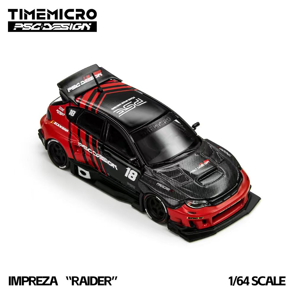 [Preorder] TimeMicro × PSC DESIGN 1:64 Subaru Impreza "Raider" Red &amp; Black TM648306