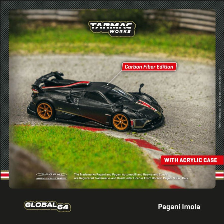 [Preorder] Tarmac Works 1:64 Pagani Imola Matt Black Carbon Fiber T64G-TL046-BCF