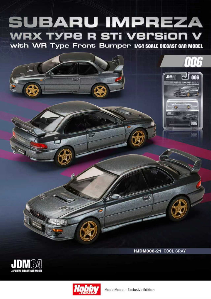 [Preorder] Hobby Japan 1:64 Subaru Impreza WRX type R Sti Version with WR Type Front Bumper (2 Colours) HJDM006-20/HJDM006-21