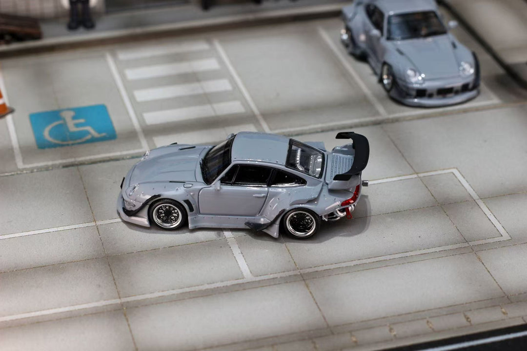 [Preorder] Street Weapon 1:64 Porsche RWB 993 Cement Grey (2 Versions)