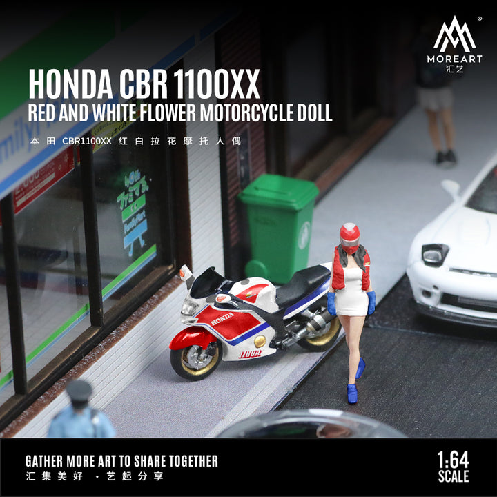 MoreArt 1:64 HONDA CBR 1100XX RED AND WHITE FLOWER MOTORCYCLE DOLL MO222088