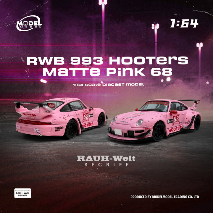 Model model 1:64 Porsche RWB 993 Hooters Matte Pink #68 – Horizon Diecast