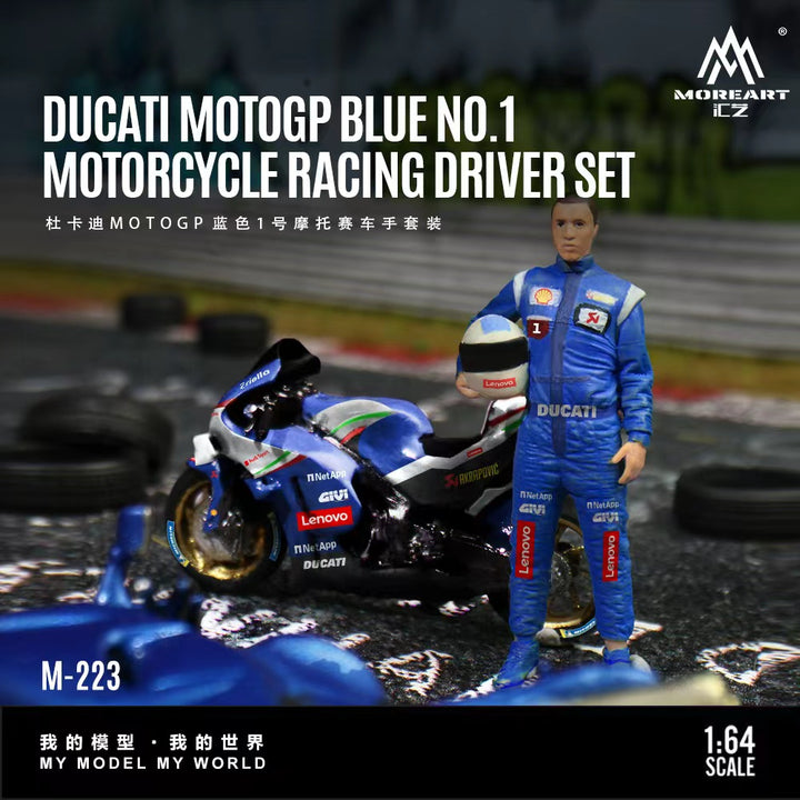 [Preorder] MoreArt 1:64 DUGATI MOTOGP BLUE NO.1 MOTORCYCLE RAGING DRIVER SET MO222223