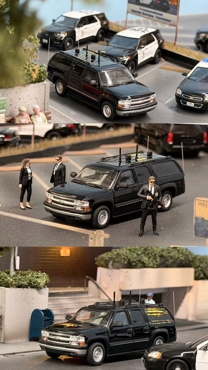[Preorder] MK Miniatures 1:64 2003 Chevrolet Suburban CIA Signal Jamming Vehicle Black MK2401-03-A1