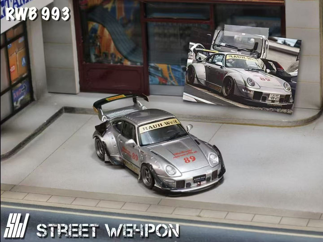 [Preorder] Street Weapon 1:64 Porsche RWB 993 heavenly Double Exhaust Track Livery (2 Versions)