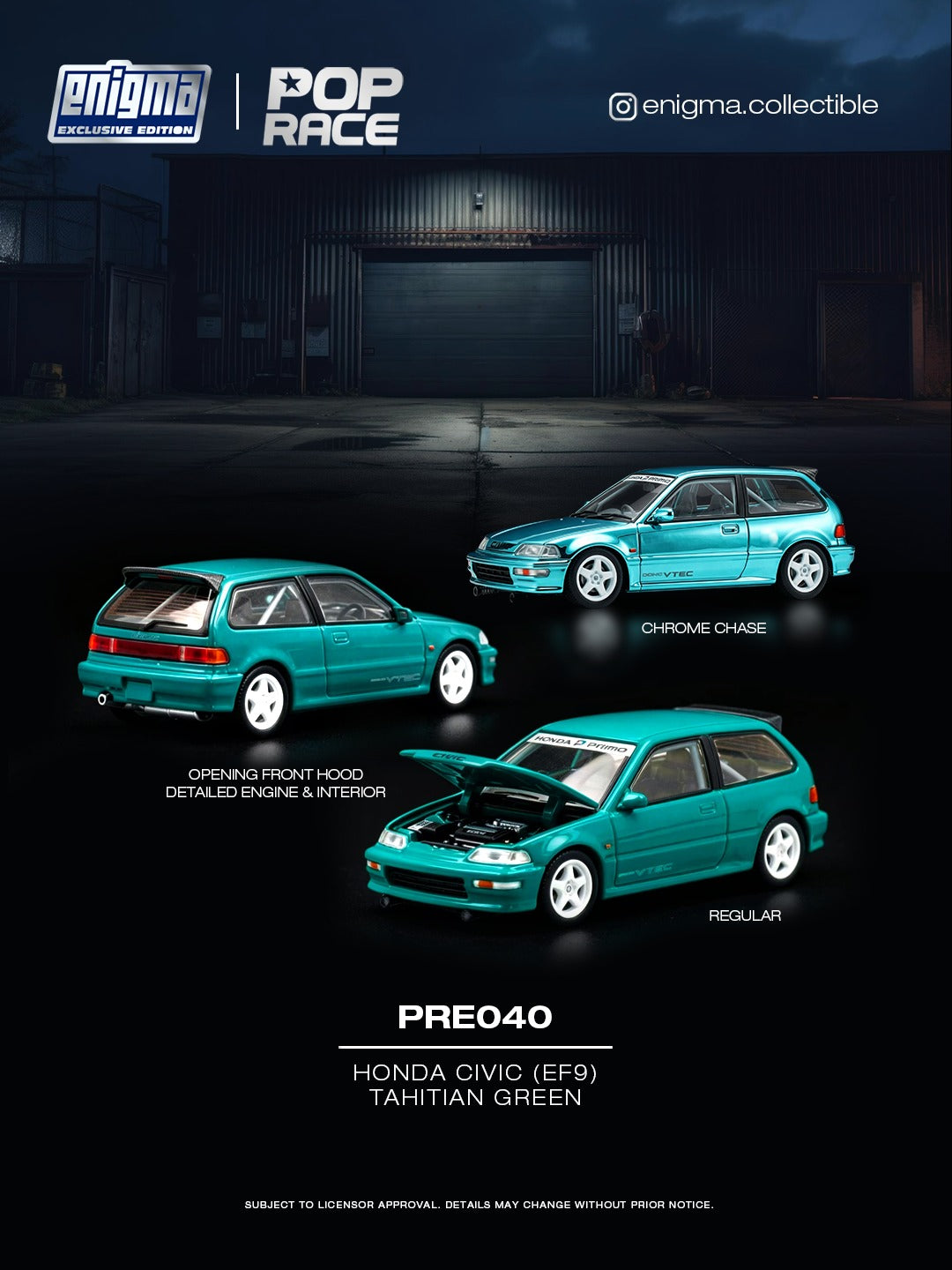 [Preorder] POPRACE 1:64 Honda Civic (EF9) TAHITIAN GREEN PRE040