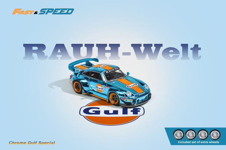 [Preorder] Fast Speed 1:64 Porsche RWB 993 GT - Chrome Gulf