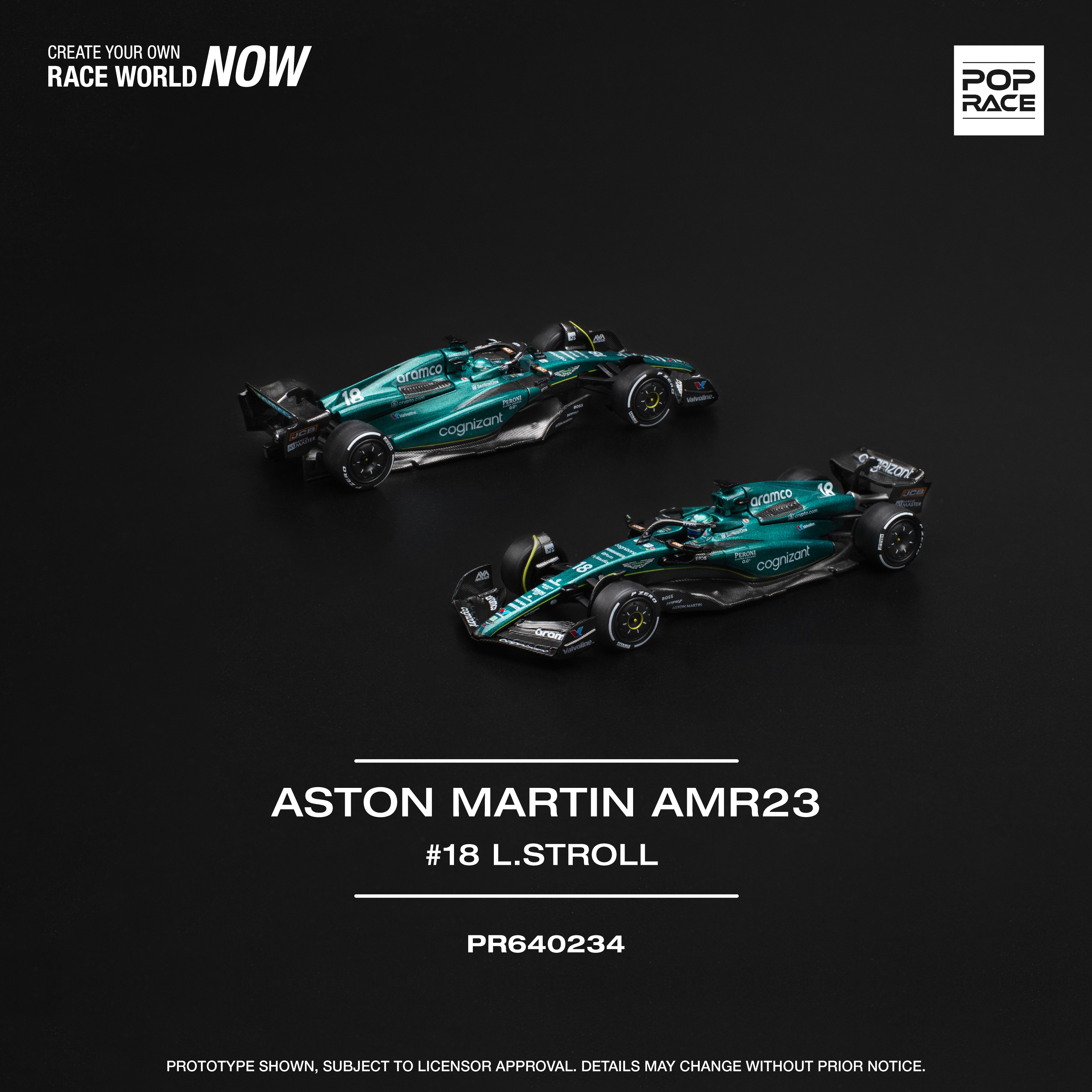 Preorder] POPRACE 1:64 ASTON MARTIN AMR23 F1 #18 L. STROLLL Cyan
