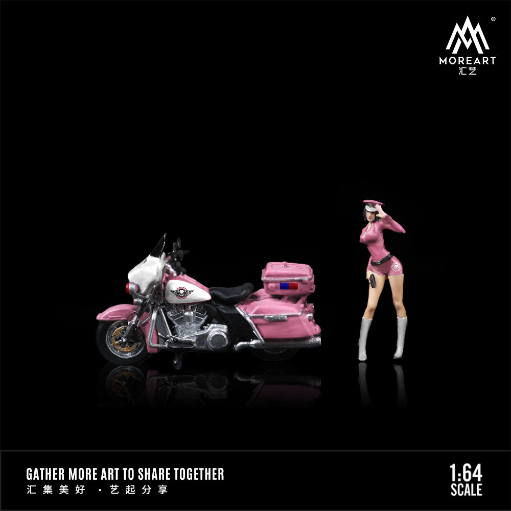 [Preorder] MoreArt 1:64 HARLEY CRUISE MOTORCYCLE PINK CLAD FEMALE POLICE OFFICER