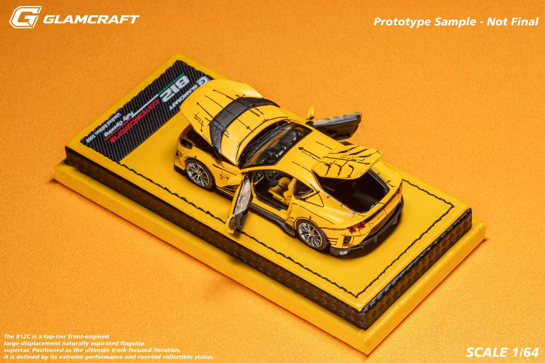 [Preorder] GlamCraft 1:64 Ferrari 812C GT Full Open - Sketch Yellow