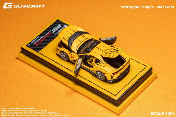 [Preorder] GlamCraft 1:64 Ferrari 812C GT Full Open - Sketch Yellow